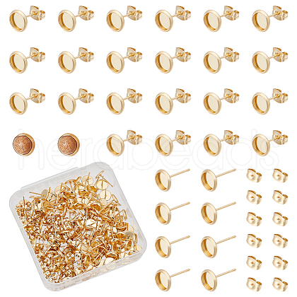 Unicraftale Flat Round 304 Stainless Steel Stud Earring Settings STAS-UN0060-74A-G-1