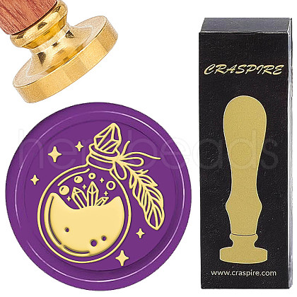 Brass Wax Seal Stamps with Wood Handle AJEW-WH0412-0057-1