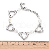 201 Stainless Steel Heart Link Chain Bracelets BJEW-B078-177P-02-3