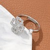 Clover Rotatable Open Ring for Women RJEW-M139-12P-3