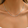 Simple Brass Paperclip Chain Lock Collarbone Necklaces for Women Daily Wear SX2190-1-1