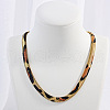 304 Stainless Steel Leopard Print Snake Chain Necklaces for Women NJEW-G164-01G-1