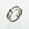 Non-Tarnish 201 Stainless Steel Grooved Finger Ring Settings MAK-I017-01D-S-1