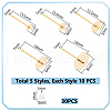 Unicraftale 50Pcs 5 Styles Brass Studs Earrings Finding KK-UN0003-33-4