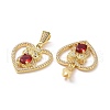Brass Micro Pave Clear Cubic Zirconia Pendants ZIRC-F134-18G-01-3