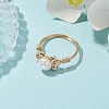 Mother's Day Jewellery Natural Pearl Round Braided Bead Style Rings RJEW-JR00609-4