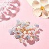 Natural Aquamarine Chips & Pearl Beaded Flower Brooch Pin JEWB-BR00098-04-2