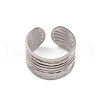Non-Tarnish 304 Stainless Steel Multi Line Open Cuff Rings for Women RJEW-G285-10P-2