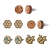 SUNNYCLUE Natural Wood Stud Earrings EJEW-SC0001-22P-8