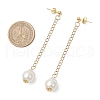 Glass Imitation Pearl Round Tassel Stud Earrings EJEW-JE06453-6
