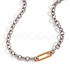 Stainless Steel Oval Cable Chain Necklaces for Women WGF1402-01-3