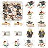   48Pcs 8 Styles Graduation Season Alloy Enamel Pendants ENAM-PH0002-85-1
