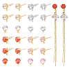 Unicraftale 12 Pairs 4 Colors Brass Cubic Zirconia Stud Earring Findings KK-UN0001-82-1