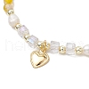 Natural Round Yellow Agate Beads Braided Beads Bracelets for Women BJEW-JB11658-02-3