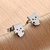 Tarnish Resistant 304 Stainless Steel Kitten Stud Earrings X-EJEW-F227-08P-3