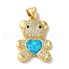 Rack Plating Brass Micro Pave Clear Cubic Zirconia Pendants KK-P268-05A-G02-1