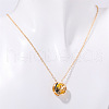 Brass Pave Gold Cubic Zirconia Flat Round with Constellation Pendant Necklaces WGDD0B3-08-1