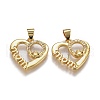 Brass Micro Pave Clear Cubic Zirconia Pendants ZIRC-A011-05G-1