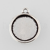 Tibetan Style Alloy Flat Round Pendant Cabochon Settings TIBEP-M022-48AS-1