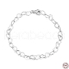 Rhodium Plated 925 Sterling Silver Heart Link Chain Bracelets BJEW-I314-057D-P-4