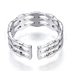 Non-Tarnish 304 Stainless Steel Bamboo Shape Open Cuff Ring RJEW-N040-34-3