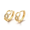 Clear Cubic Zirconia Curb Chains Shape Hoop Earrings ZIRC-Q201-23G-1