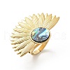 Flower 304 Stainless Steel Paua Shell Finger Rings for Women RJEW-G346-11G-01-4