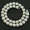 Alloy Crystal Rhinestone & Heart Glass Square Link Chain Tennis Necklaces FS-WG8A429-06-1