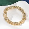 Brass Micro Pave Clear Cubic Zirconia Rectangle Link Bracelets for Women BJEW-C100-01G-2