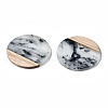 Transparent Resin & Walnut Wood Pendants X-RESI-T035-25-A01-3