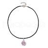 Flower Glass Seed Beads & Acrylic Pendant Necklaces NJEW-MZ00044-03-4