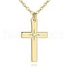 Brass Brass Micro Pave Clear Cubic Zirconia Star Cross Pendant Necklaces for Women FS-WG56FB4-01-2