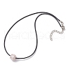 Natural Rose Quartz & Glass Seed Beads Cluster Flower Pendant Necklaces NJEW-MZ00095-01-4