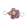 Natural Amazonite & Apatite & Rose Quartz & Amethyst & Red Agate Faceted Round Beaded Flower Connector Charms PALLOY-JF03605-01-3