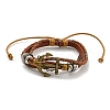 Braided PU Leather & Waxed Cords Multi-strand Bracelets BJEW-P329-07B-AG-1