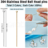 SUNNYCLUE 200Pcs 2 Colors 304 Stainless Steel Ball Head pins STAS-SC0007-82-2