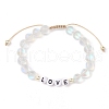 Synthetic Moonstone with Acrylic Braided Bead Bracelets BJEW-JB10520-3