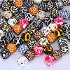 Colorful Pattern Printed Silicone Focal Beads SI-JX0022A-08-4