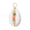 Natural Cowrie Shell Pendants PALLOY-JF02662-03-2