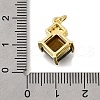 Brass Pave Natural Tiger Eye Faceted Rhombus Pendants KK-U072-07G-3
