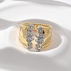 Brass Micro Pave Clear Cubic Zirconia Cuff Rings for Women RJEW-U041-11G-2