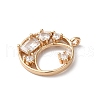 Brass Micro Pave Clear Cubic Zirconia Pendants KK-C062-098G-2