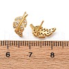 Clear Cubic Zirconia Feather Stud Earrings EJEW-P196-15G-1-3