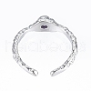 Dark Orchid Cubic Zirconia Open Cuff Ring RJEW-T001-86P-2