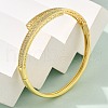 Brass Micro Pave Clear Cubic Zirconia Hinged Bangles for Women BJEW-S168-04G-2