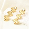 304 Stainless Steel Plstic Imitation Pearl Tassel Stud Earrings for Women EJEW-U068-04G-2