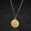 Stylish Stainless Steel Flat Round Coin Pendant Necklaces for Women Daily Wear JJ2205-2-1