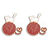 Cat with Yarn Ball Enamel Pin JEWB-N007-221-2