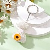 Braided Nylon Thread 
Resin Wood Sunflower Hat Keychains KEYC-JKC01168-1