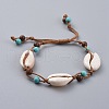 Adjustable Waxed Cotton Cord Braided Bead Bracelet BJEW-JB04674-03-1